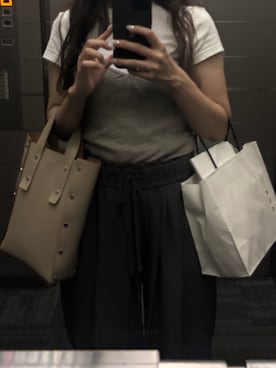 「Hender Scheme（エンダースキーマ）のassemble hand bag tall S（ハンドバッグ）」を使った、.さん（レディース・155cm）の夏コーディネート