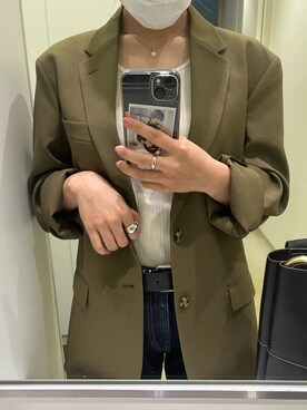 「UNIQLO（ユニクロ）のアイテム（テーラードジャケット、グリーン系）」を使った、.さん（レディース・155cm）の夏コーディネート