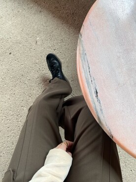 「GU（ジーユー）のアイテム（カーゴパンツ、ブラウン系）」を使った、.さん（レディース・155cm）の冬コーディネート