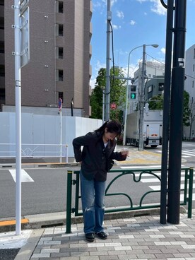 「アイテム（ノーカラージャケット）」を使った、.さん（レディース・155cm）の春コーディネート