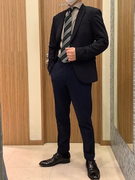 「アイテム（ネクタイ、グリーン系）」を使った、SHIRTS PLAZA 磐田ららぽーと店さん（メンズ・170cm）の冬コーディネート