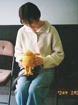 「MOUSSY（マウジー）のアイテム（ニット/セーター）」を使った、木㟢さん（レディース・167cm）の冬コーディネート