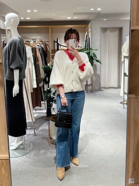 「SHENERY（シーナリー）のカットオフストレートデニムパンツ（デニムパンツ）」を使った、OIZUMI_157cmさん（レディース・157cm）の秋コーディネート