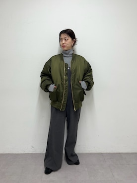 「アイテム（MA-1）」を使った、HAMAYAMA_160cmさん（レディース・160cm）の冬コーディネート