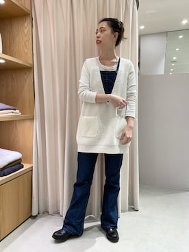 「ニットベスト」｜「アイテム（サロペット/オーバーオール）」を使った、HAMAYAMA_160cmさん（レディース・160cm）の秋コーディネート