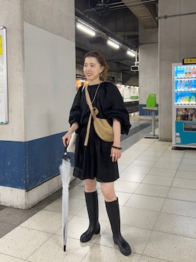 「AIGLE（エーグル）のアイテム（レインシューズ）」を使った、HAMAYAMA_160cmさん（レディース・160cm）の夏コーディネート