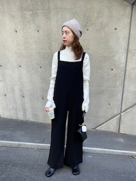 「ショートブーツ」｜「アイテム（オールインワン・サロペット）」を使った、HAMAYAMA_160cmさん（レディース・160cm）の冬コーディネート