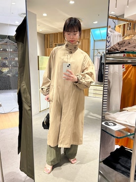 「SHENERY（シーナリー）のアイテム（ステンカラーコート）」を使った、HAMAYAMA_160cmさん（レディース・160cm）の春コーディネート