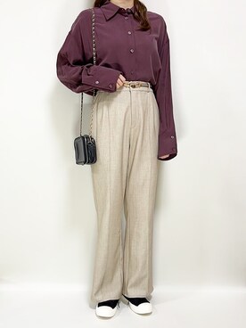 「archives（アルシーヴ）のアイテム（パンツ）」を使った、Micoさん（レディース・160cm）の春コーディネート