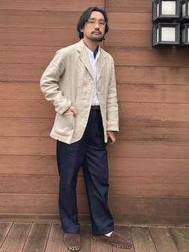 「SHIPS（シップス）のアイテム（デニムパンツ）」を使った、高橋さん（メンズ・169cm）の夏コーディネート