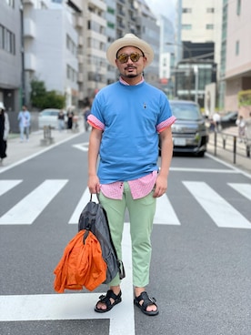 「STETSON（ステットソン）のアイテム」を使った、KATAOKA(R)さん（メンズ・175cm）の夏コーディネート