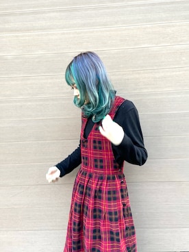「レトロ」｜「アイテム（ジャンパースカート）」を使った、キキゴンさん（レディース・163cm）の冬コーディネート