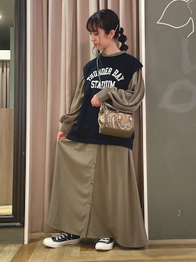 「SLURR（スラ―）のアイテム（ワンピース/ドレス）」を使った、minoriさん（レディース・147cm）の秋コーディネート