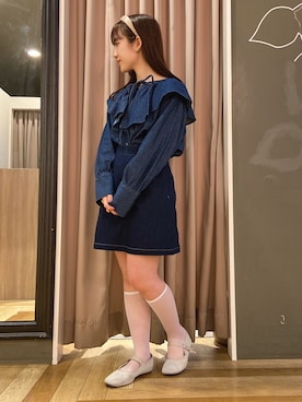「SLURR（スラ―）のアイテム」を使った、minoriさん（レディース・147cm）の春コーディネート