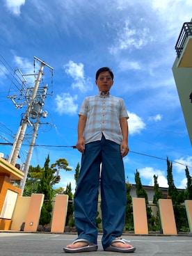 「アイテム（サングラス、ホワイト系）」を使った、SHさん（メンズ・174cm）の秋コーディネート