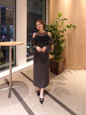 「アイテム（ドレス）」を使った、Hinano Koretoさん（レディース・162cm）の秋コーディネート