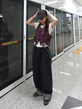「Ray BEAMS（レイビームス）のアイテム」を使った、KANAKOさん（レディース・163cm）の夏コーディネート