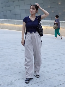 「Ray BEAMS（レイビームス）のアイテム」を使った、KANAKOさん（レディース・163cm）の夏コーディネート