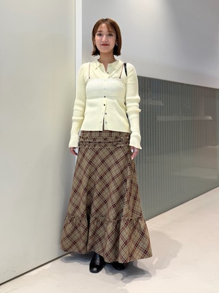 「Ray BEAMS(レイビームス)のリブ ポロシャツ カーディガン(カーディガン/ボレロ)」を使った、KANAKOさん(レディース・163cm)の秋コーディネート