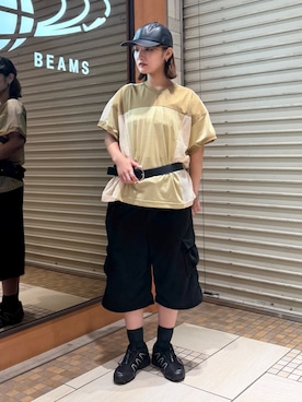 「BEAMS（ビームス）のアイテム（キャップ）」を使った、KANAKOさん（レディース・163cm）の夏コーディネート