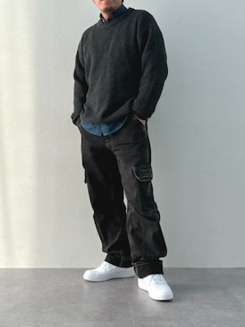 「Levi's（リーバイス）のアイテム（カーゴパンツ）」を使った、𠮷吉（キ）さん（メンズ・166cm）の冬コーディネート