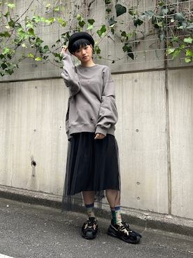 「スウェットコーデ」｜「アイテム（ハンチング/ベレー帽）」を使った、jnbyjapanさん（レディース・153cm）の冬コーディネート