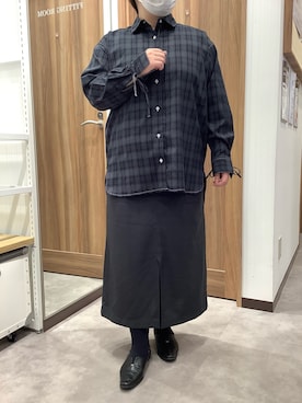 「TOKYO SHIRTS（トウキョウシャツ）のリボンカフス チェック シャツ 長袖 レディースデザインシャツ（シャツ/ブラウス、グレー系）」を使った、TOKYO SHIRTS 成田イオンモール店さん（レディース・156cm）の秋コーディネート