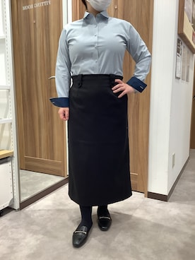 「アイテム（ビジネスシャツ）」を使った、TOKYO SHIRTS 成田イオンモール店さん（レディース・155cm）の冬コーディネート