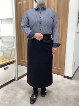 「アイテム（ビジネスシャツ）」を使った、TOKYO SHIRTS 成田イオンモール店さん（レディース・155cm）の冬コーディネート