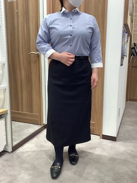 「TOKYO SHIRTS（トウキョウシャツ）の【透け防止】 形態安定ノンアイロン ワイド 7分袖ビジネスワイシャツ（ビジネスシャツ、ブルー系）」を使った、TOKYO SHIRTS 成田イオンモール店さん（レディース・156cm）の夏コーディネート