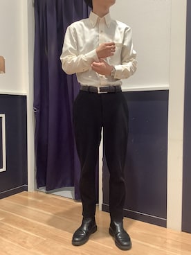 「TOKYO SHIRTS（トウキョウシャツ）の【超形態安定】形態安定ノンアイロン ボタンダウン 長袖ビジネスワイシャツ（ビジネスシャツ、イエロー系）」を使った、BRICK HOUSE by Tokyo Shirts 武蔵村山イオンモール店さん（メンズ・168cm）の夏コーディネート