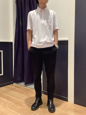 「TOKYO SHIRTS（トウキョウシャツ）のビズポロ ポロシャツ コンフォートドライ 半袖 メンズ（ポロシャツ、ピンク系）」を使った、BRICK HOUSE by Tokyo Shirts 武蔵村山イオンモール店さん（メンズ・168cm）の夏コーディネート