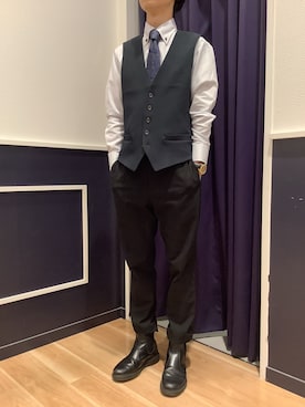 「アイテム（ビジネスシャツ）」を使った、BRICK HOUSE by Tokyo Shirts 武蔵村山イオンモール店さん（メンズ・168cm）の秋コーディネート