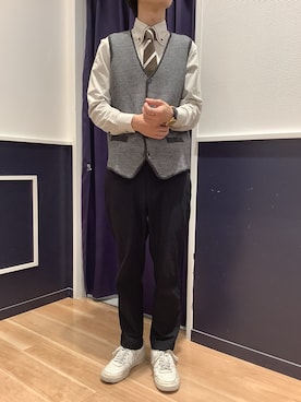 「アイテム（ビジネスシャツ）」を使った、BRICK HOUSE by Tokyo Shirts 武蔵村山イオンモール店さん（メンズ・168cm）の秋コーディネート