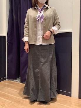 「アイテム（ビジネスシャツ）」を使った、BRICK HOUSE by Tokyo Shirts 武蔵村山イオンモール店さん（レディース・156cm）の冬コーディネート