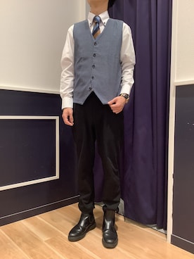 「アイテム（ビジネスシャツ）」を使った、BRICK HOUSE by Tokyo Shirts 武蔵村山イオンモール店さん（メンズ・168cm）の秋コーディネート