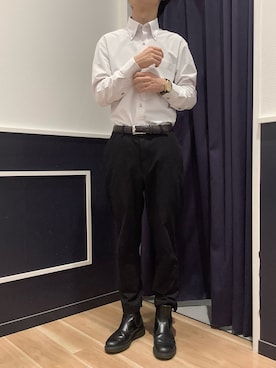 「アイテム（ビジネスシャツ、グレー系）」を使った、BRICK HOUSE by Tokyo Shirts 武蔵村山イオンモール店さん（メンズ・168cm）の秋コーディネート