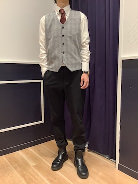 「アイテム（ビジネスシャツ）」を使った、BRICK HOUSE by Tokyo Shirts 武蔵村山イオンモール店さん（メンズ・168cm）の秋コーディネート