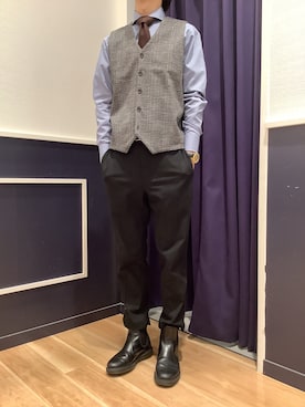 「アイテム（ビジネスシャツ）」を使った、BRICK HOUSE by Tokyo Shirts 武蔵村山イオンモール店さん（メンズ・168cm）の秋コーディネート