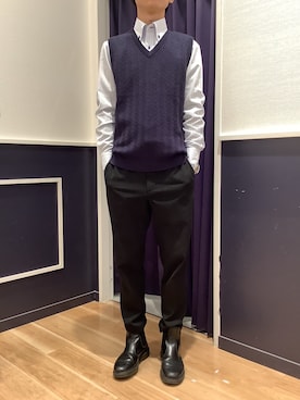 「アイテム（ビジネスシャツ）」を使った、BRICK HOUSE by Tokyo Shirts 武蔵村山イオンモール店さん（メンズ・168cm）の秋コーディネート
