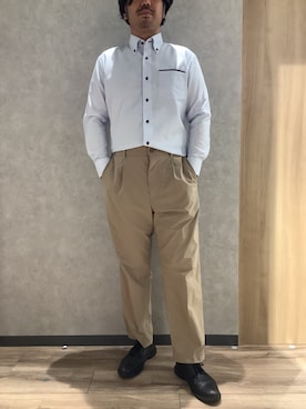 「アイテム（ビジネスシャツ）」を使った、BRICK HOUSE by Tokyo Shirts 大日イオンモール店さん（メンズ・176cm）の秋コーディネート
