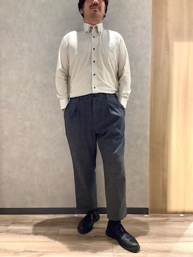 「アイテム（ビジネスシャツ）」を使った、BRICK HOUSE by Tokyo Shirts 大日イオンモール店さん（メンズ・176cm）の秋コーディネート