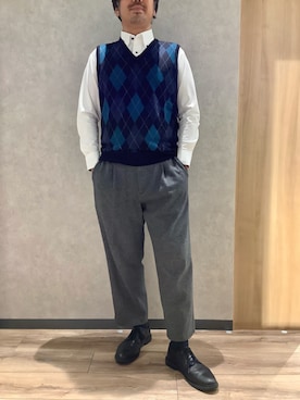 「アイテム（ビジネスシャツ）」を使った、BRICK HOUSE by Tokyo Shirts 大日イオンモール店さん（メンズ・176cm）の秋コーディネート