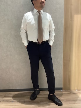 「アイテム（ビジネスシャツ、ホワイト系）」を使った、BRICK HOUSE by Tokyo Shirts 大日イオンモール店さん（メンズ・176cm）の秋コーディネート