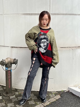 「jouetie（ジュエティ）のアイテム（MA-1）」を使った、MAYUさん（レディース・154cm）の冬コーディネート