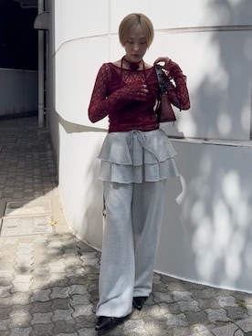 「アイテム（スウェットパンツ）」を使った、MAYUさん（レディース・154cm）の夏コーディネート