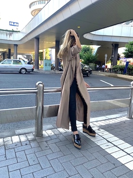 「アイテム（その他アウター、ブラウン系）」を使った、伊藤 奈那さん（レディース・154cm）の夏コーディネート