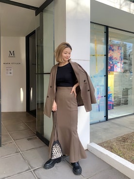 「MURUA（ムルーア）のアイテム（テーラードジャケット）」を使った、伊藤 奈那さん（レディース・154cm）の冬コーディネート