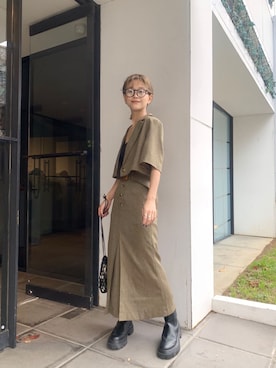 「MURUA（ムルーア）のアイテム（テーラードジャケット）」を使った、伊藤 奈那さん（レディース・154cm）の冬コーディネート