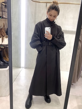 「アイテム（その他アウター、ブラウン系）」を使った、伊藤 奈那さん（レディース・154cm）の秋コーディネート